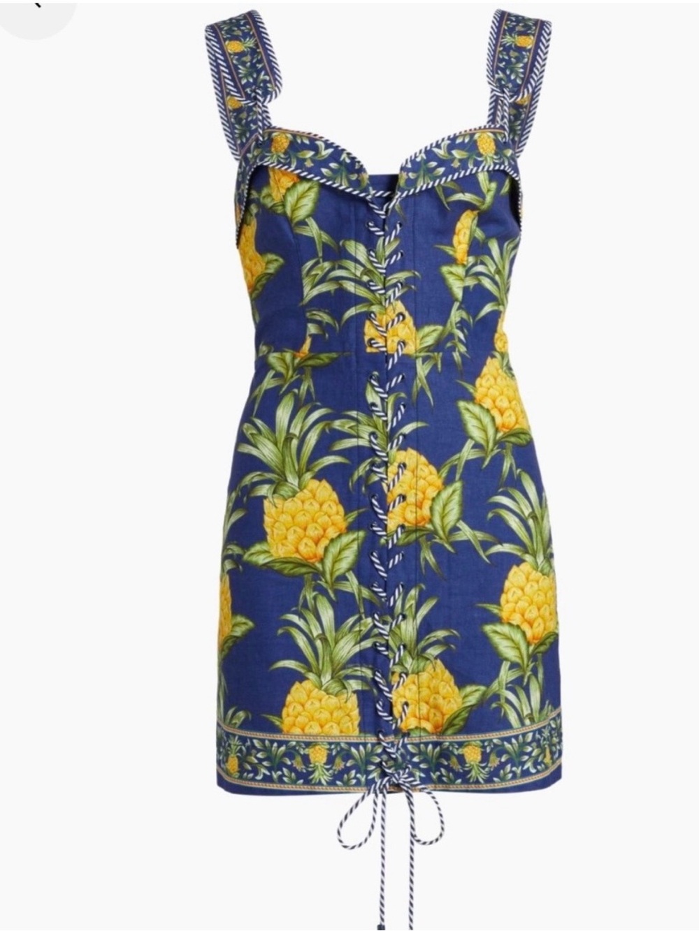 FARM Rio Navy Blue Mini Dress with Yellow Pineapple print - NWT